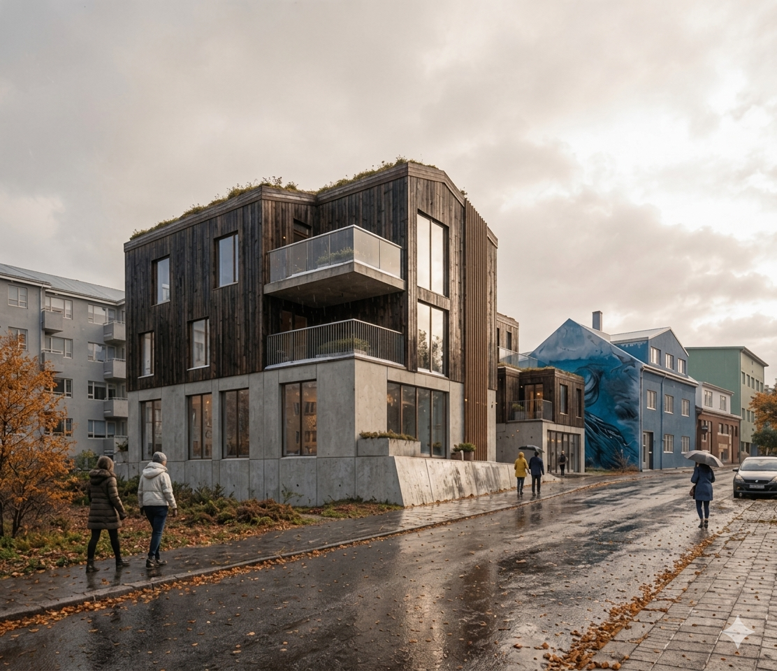 Laugavegur 159 — autumn rain